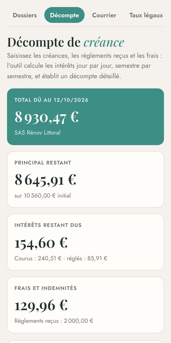 Le total dû en un coup d'œil