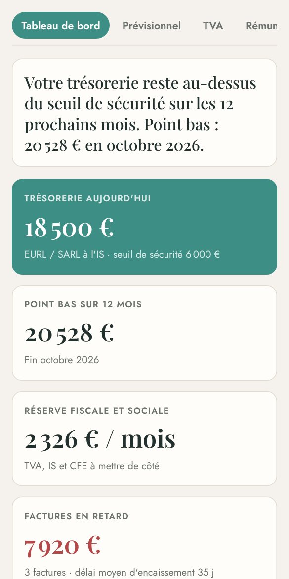 Le tableau de bord de trésorerie